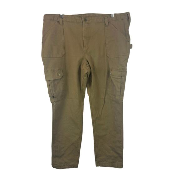 Duluth Trading Flex Fire Hose Slim Leg Cargo Pants Tan 18x29 Curvesetter Waist - Picture 1 of 14